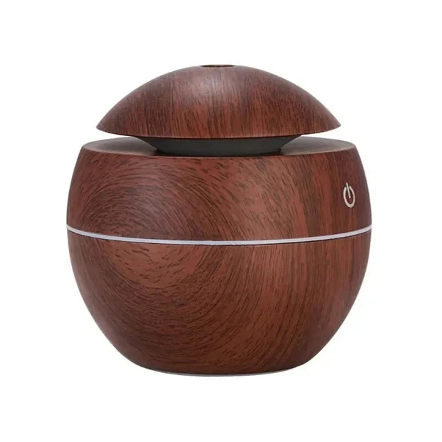 Mini Wood Grain Ultrasonic Humidifier & Essential Oil Diffuser β USB Powered, Silent Cool Mist Purifier