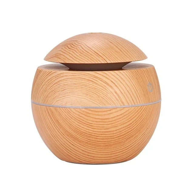 Mini Wood Grain Ultrasonic Humidifier & Essential Oil Diffuser β USB Powered, Silent Cool Mist Purifier