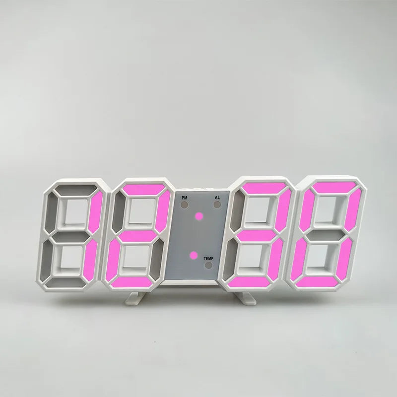 3D Led Wall LED Clock Desk Alarm clock with temperature for home Kitchen Office