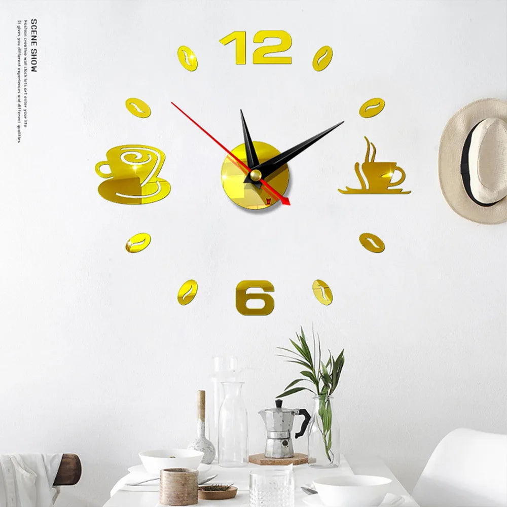3D Wall Clock Acrylic Frameless Wall Clocks Diy Digital Clock Wall Stickers Silent Clock for Home Living Room Office Wall Decor
