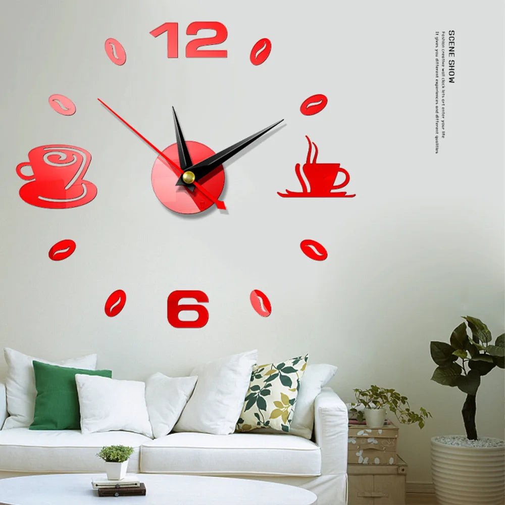 3D Wall Clock Acrylic Frameless Wall Clocks Diy Digital Clock Wall Stickers Silent Clock for Home Living Room Office Wall Decor