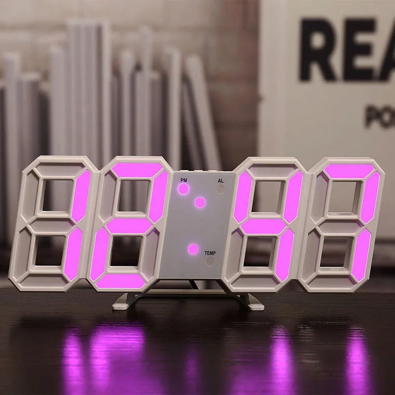 3D Led Wall LED Clock Desk Alarm clock with temperature for home Kitchen Office