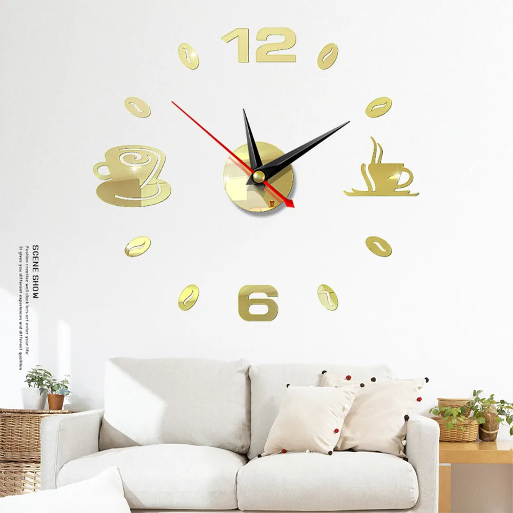 3D Wall Clock Acrylic Frameless Wall Clocks Diy Digital Clock Wall Stickers Silent Clock for Home Living Room Office Wall Decor
