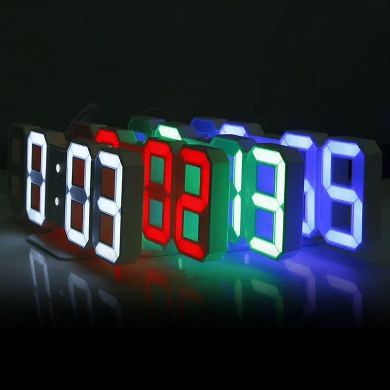 3D Led Wall LED Clock Desk Alarm clock with temperature for home Kitchen Office