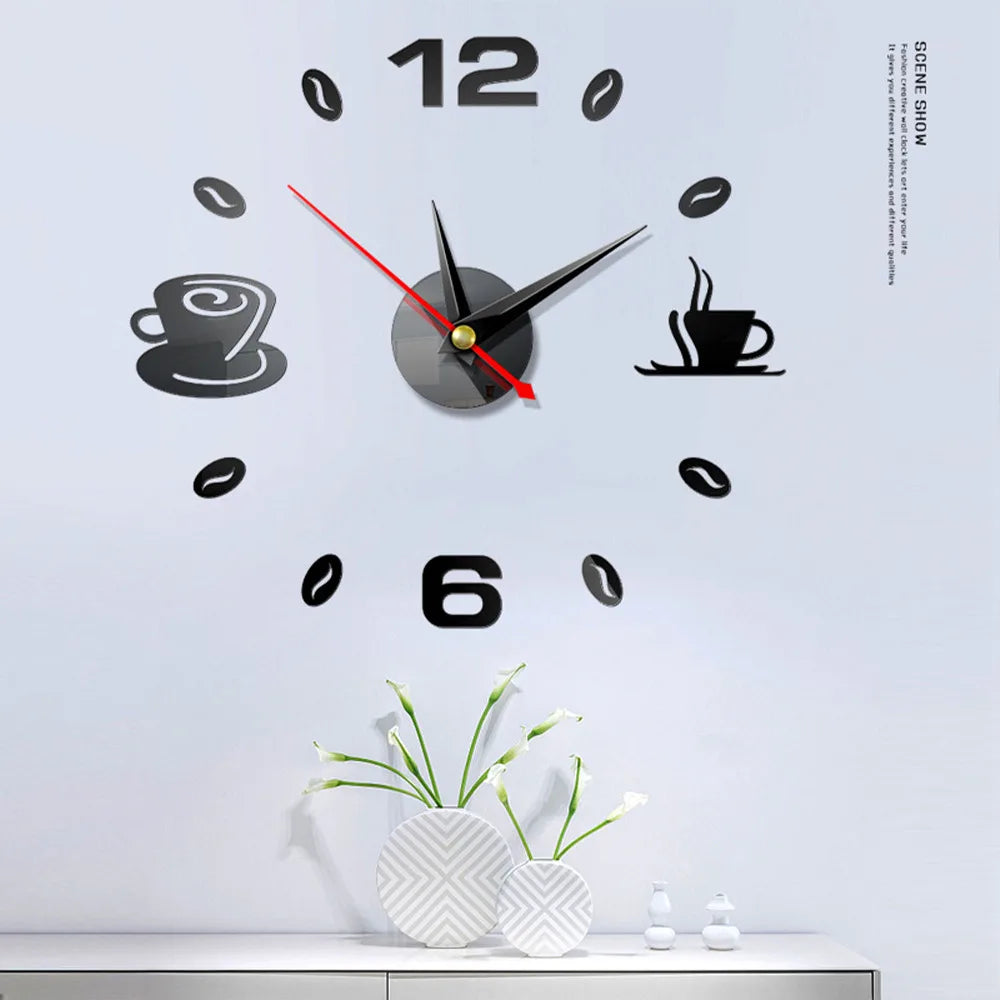 3D Wall Clock Acrylic Frameless Wall Clocks Diy Digital Clock Wall Stickers Silent Clock for Home Living Room Office Wall Decor