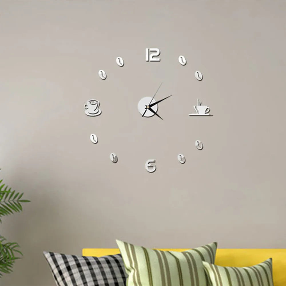 3D Wall Clock Acrylic Frameless Wall Clocks Diy Digital Clock Wall Stickers Silent Clock for Home Living Room Office Wall Decor
