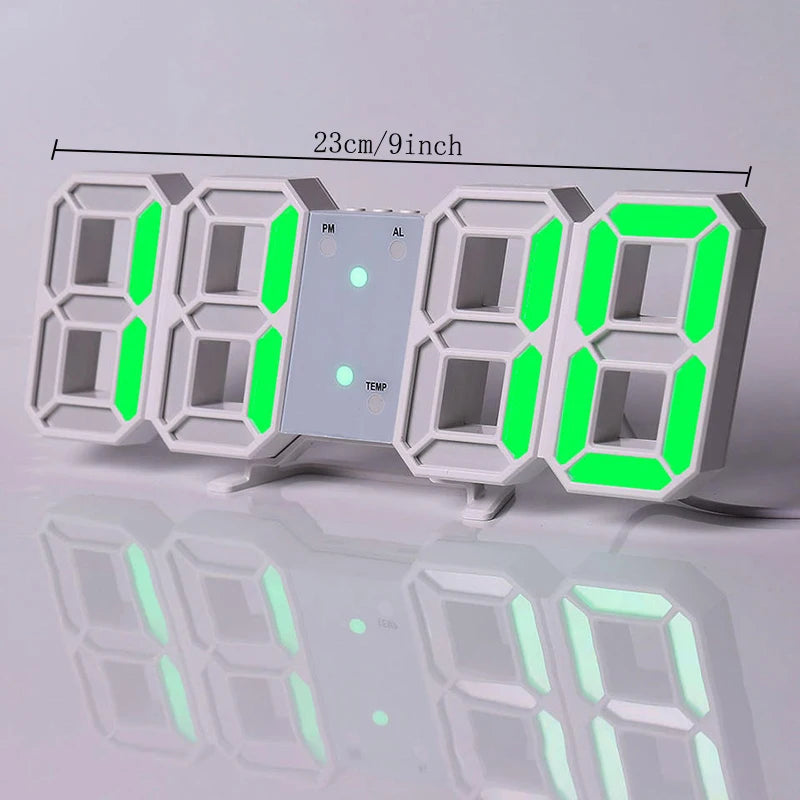 3D Led Wall LED Clock Desk Alarm clock with temperature for home Kitchen Office